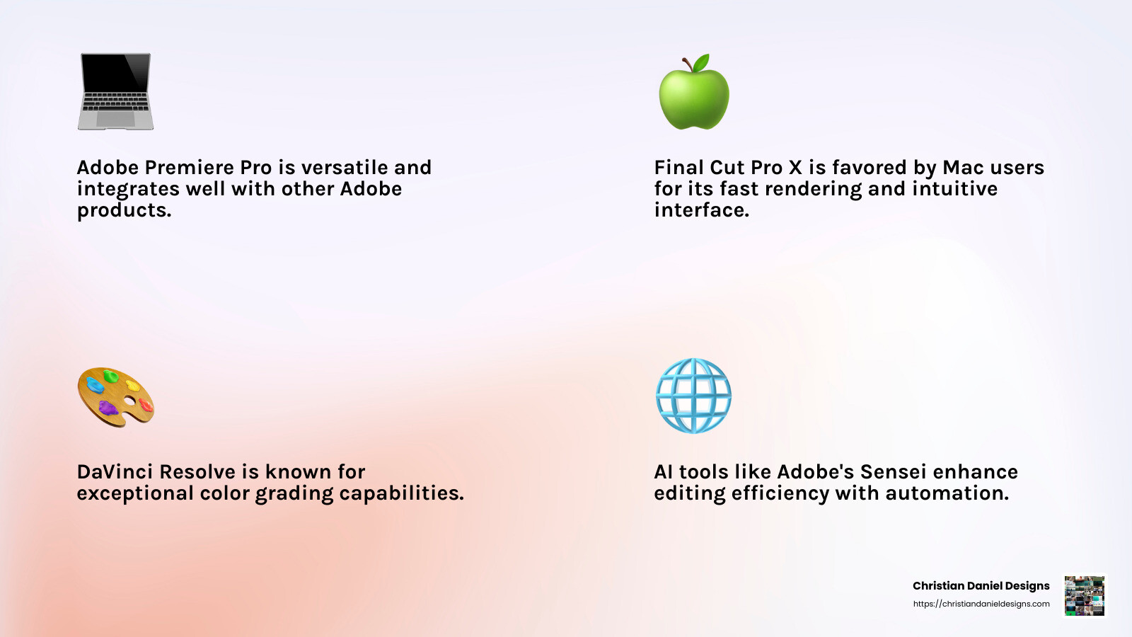 The right tools can transform your editing process. - new york video editing infographic 4_facts_emoji_light-gradient