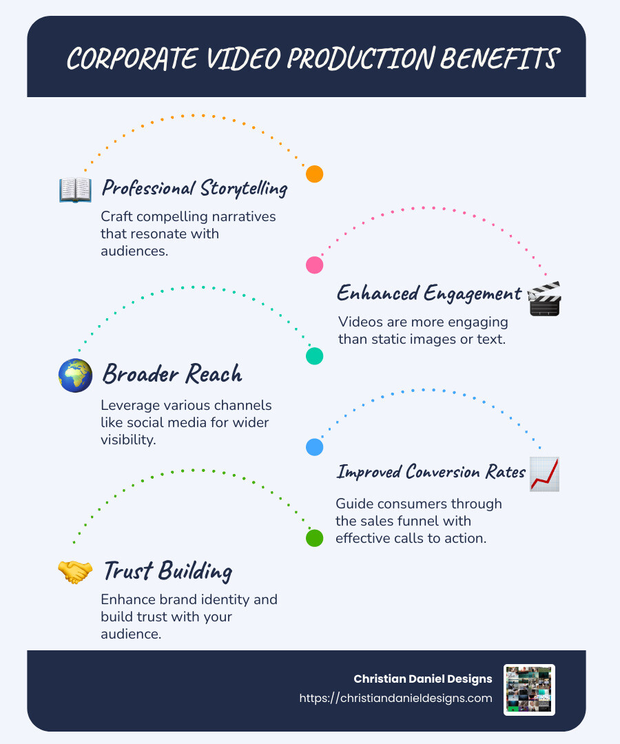 Engagement and Reach in Corporate Video Production - corporate video production companies infographic infographic-line-5-steps-blues-accent_colors